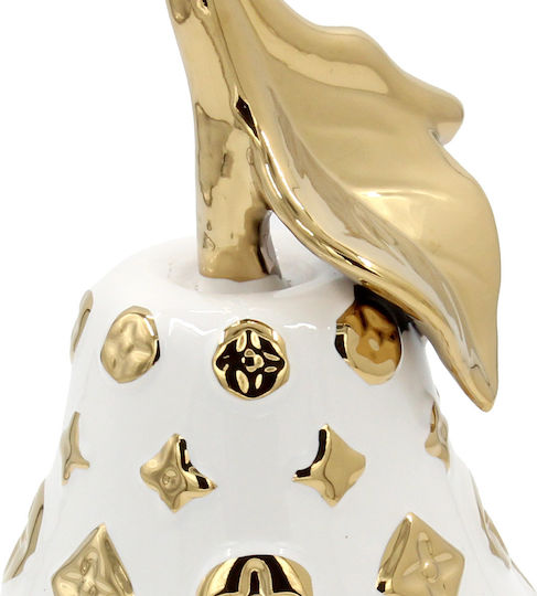 Ceramic Decorative Pear Diameter 14x26cm From White Gold Keskor 78754