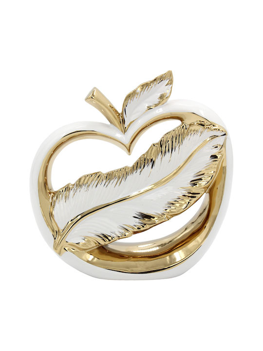 Keskor 78739 Ceramic Decorative 22x7.5x24 cm Apple White Gold