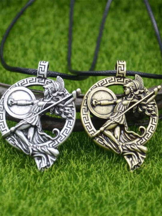 Κρεμαστό Κολιέ Θεά Αθηνά Ελληνικής Μυθολογίας Μπρούτζινη Απόχρωση Greek Mythology Goddess Athena Pendant Necklace In Bronze Tone Molfs