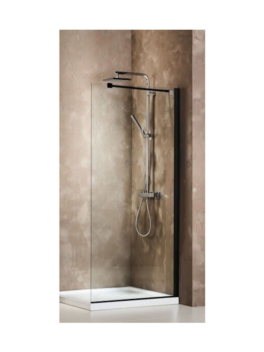 Devon Iwis Walk-in Διαχωριστικό Ντουζιέρας 100x185cm Clear Glass Black Matt