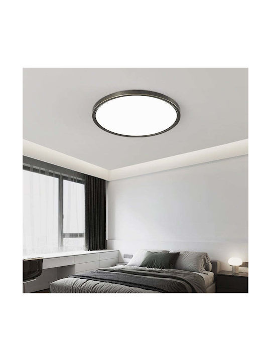 Lightex Sleng Super Slim Ceiling Mount Light 40cm Black with Integrated LED