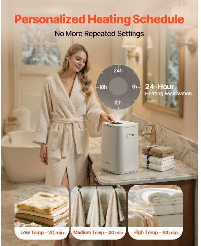 Vevor Towel Warmer Bucket 20l Led Display Safety Lock White Mjjrths20llekcn4i001v2