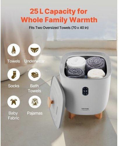 Vevor Gray Towel Warmer Bucket 25l Timer & LED Temperature Display Mjjrths25lle9ugvt001v2