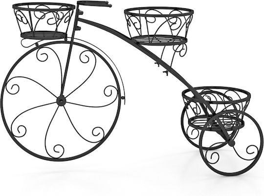 Costway Metal Plant Stand Bicycle Design Shelf 3 Baskets Black 85 x 25 x 50 cm Gt4316dk