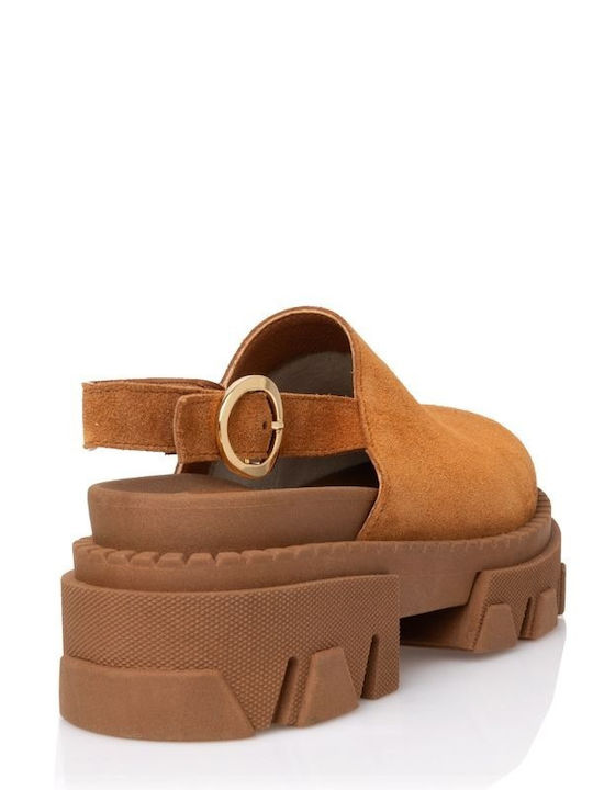 Wildleder Damen Ballerinas Slingback in Tabac Braun Farbe