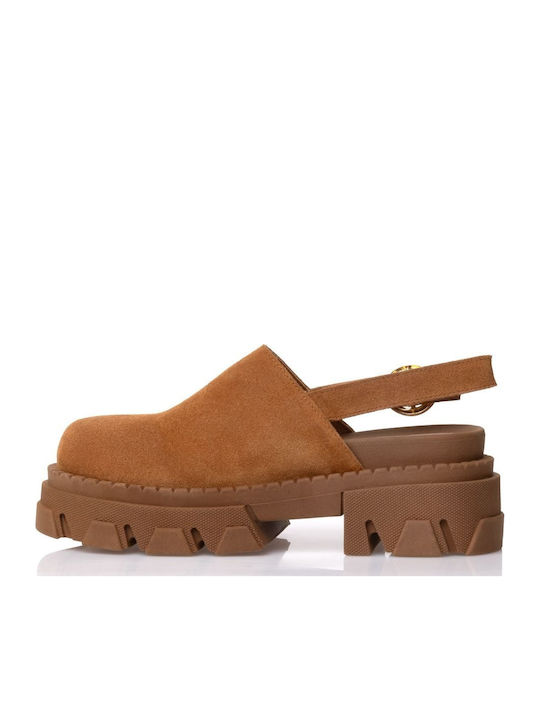 Wildleder Damen Ballerinas Slingback in Tabac Braun Farbe
