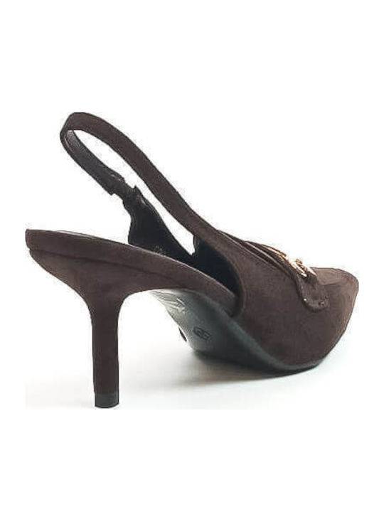 Brown Heels Slingback Buckle
