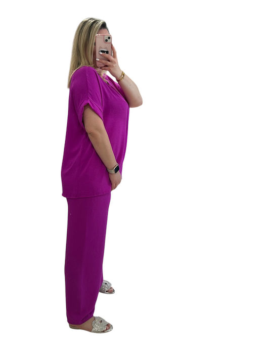 Women's Magenta Set with Pants with Elastic