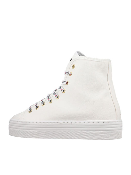 Γυναικεία Flatforms Μποτάκια Λευκά