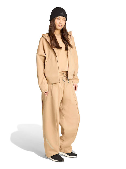 Z.n.e. Fz Women's Sweatshirt Jacket Hooded Beige