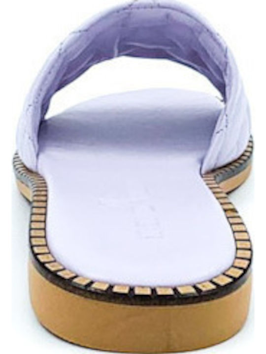 Leder Flache Sandalen für Damen Anatomisch in Lila Farbe