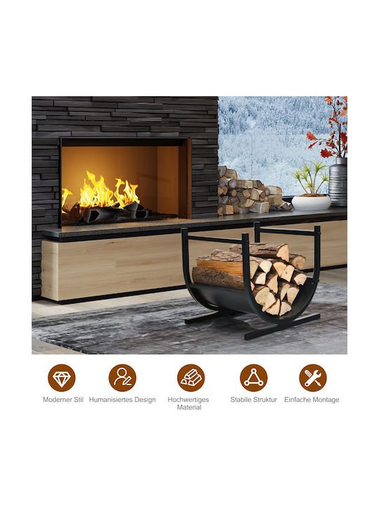 Costway Μεταλλικό Ράφι Αποθήκευσης Ξύλων 43x37x39.5cm Μαύρο