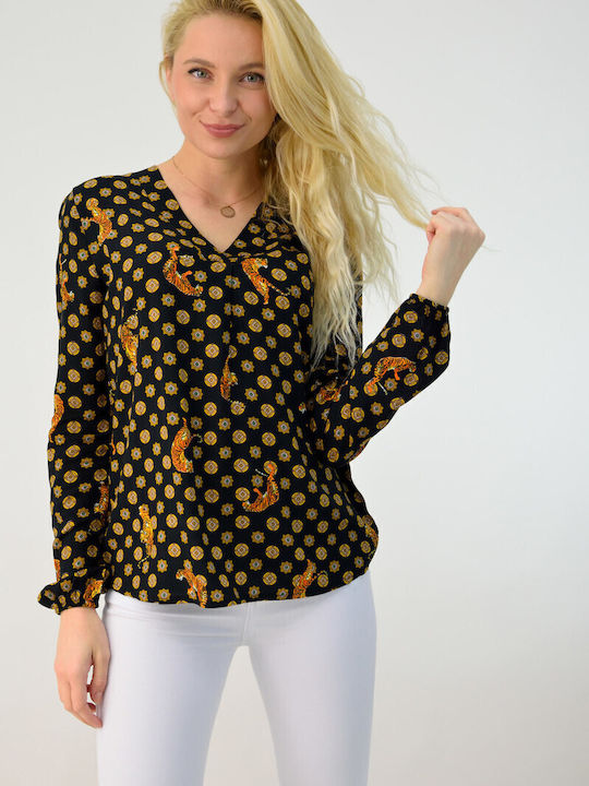 Women's Denim Long Sleeve Shirt Black