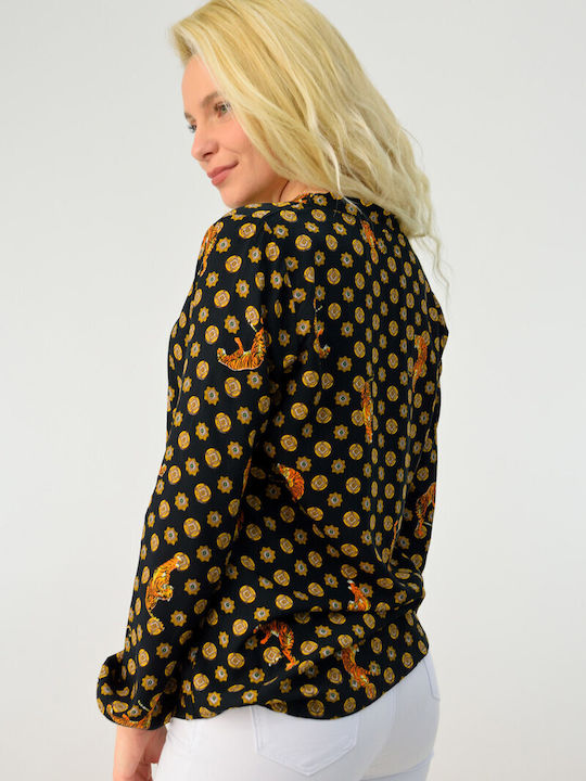 Women's Denim Long Sleeve Shirt Black