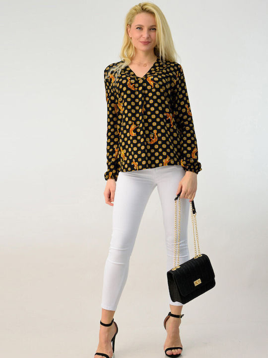 Women's Denim Long Sleeve Shirt Black