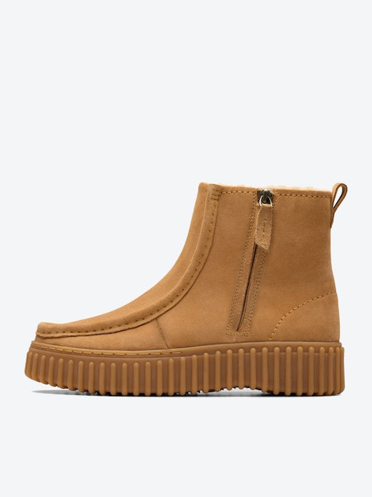 Torhill Cozy Δερμάτινα Γυναικεία Μποτάκια με Γούνα Ταμπά
