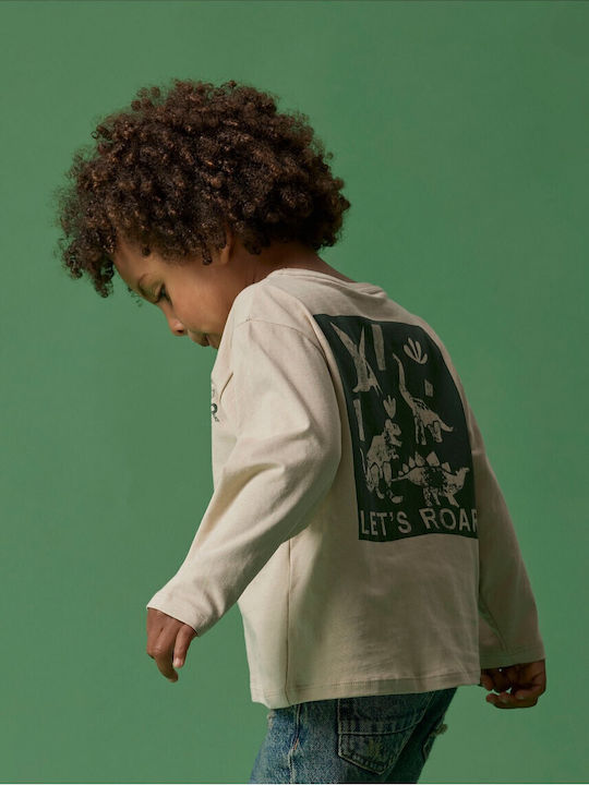Kids' Shirt Long Sleeve Beige Let' S Roar