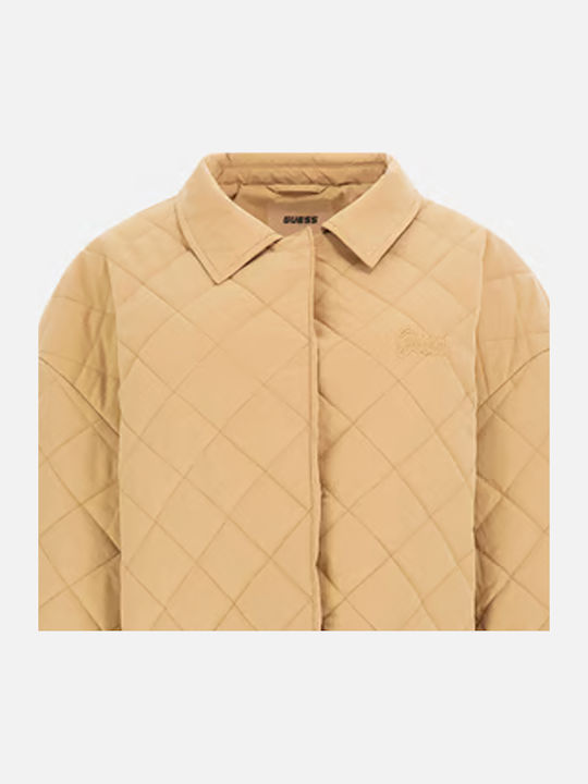 Lang Damen Puffer Jacke für Winter Beige