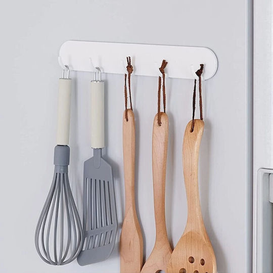 Agățătoare De Perete Din Plastic Cu 5 Compartimente Albă 28cm