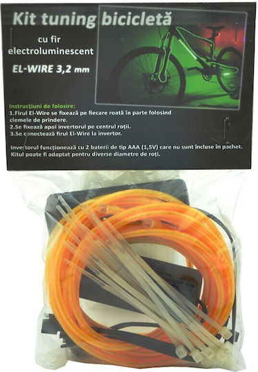 Glowmania Kit Luminiscent El Wire Pentru Reglaj Roți Bicicletă 4 M Lungime Invertori Incluși