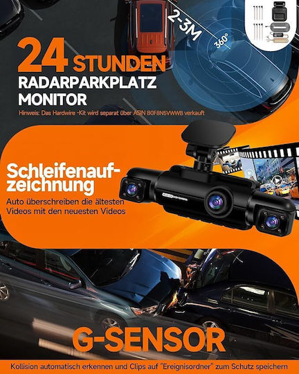 Cameră Auto 4 Canale GPS WiFi Ecran IPS de 3,18 Inch 4K+1080p 2K+2x1080p 4x1080p Card SD 64 GB Senzor G WDR Înregistrare Video în Buclă Viziune de Noapte Control Vocal Monitorizare Parcare Vizualizare Față Spate Interior