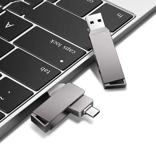 Techsuit 64GB USB 3.0 Stick με σύνδεση USB-A & USB-C Γκρι