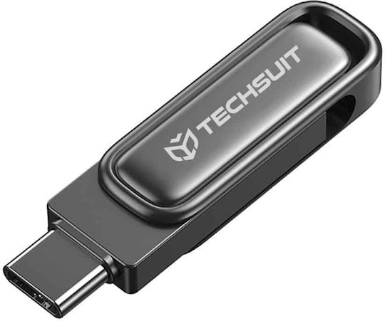 Techsuit 64GB USB 3.2 Stick με σύνδεση USB-A & USB-C Γκρι