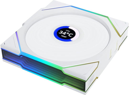 Lian Li UNI Fan TL-LCD Kabelloser Gehäuselüfter 120mm (1900rpm / 54,3cfm) mit ARGB Beleuchtung 3 Stück Weiß