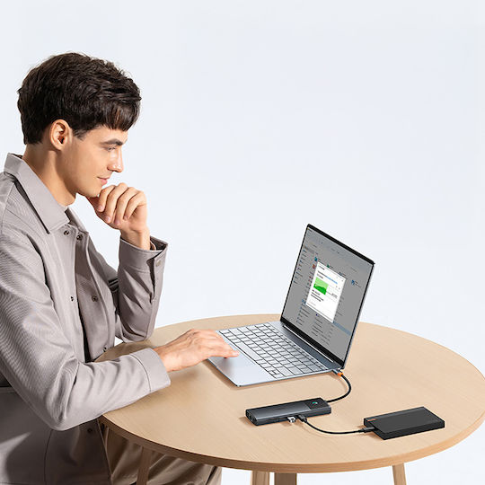 Baseus Metal Gleam II USB-A / USB-C Docking Station με 4K PD Ethernet Γκρι