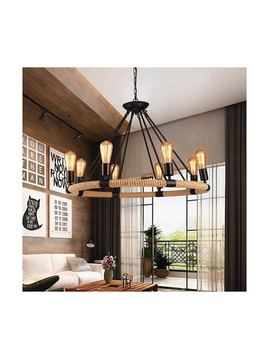 Etoile Kronleuchter 8xE27 Ø63cm mit Seil Schwarz MB-1038