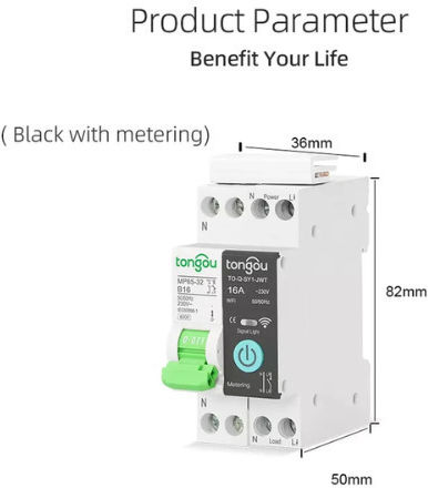 Tongou Kilowatt Meter Electric Panel Analog Rail Single Phase Wi-Fi Tuya TO-Q-MP65-SY1-132WT