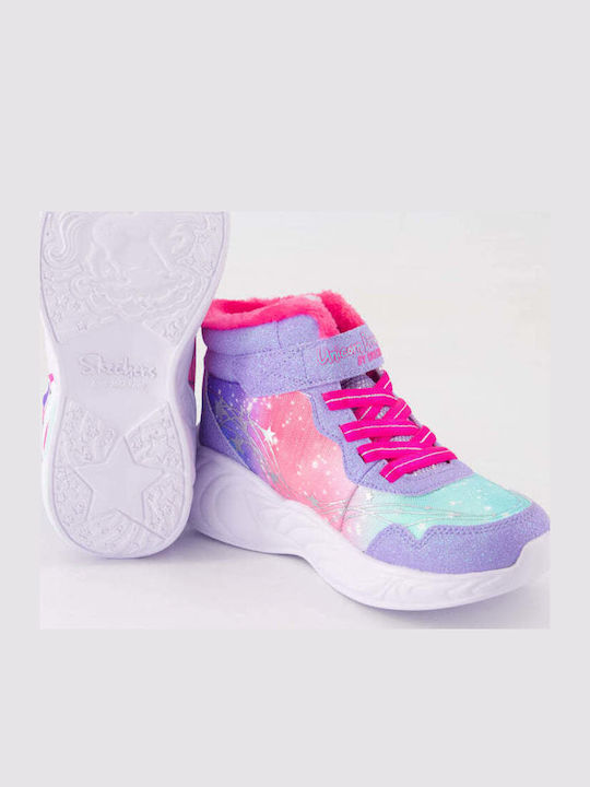 Unicorn Dreams Παιδικά Sneakers High με Σκρατς & Φωτάκια Μωβ