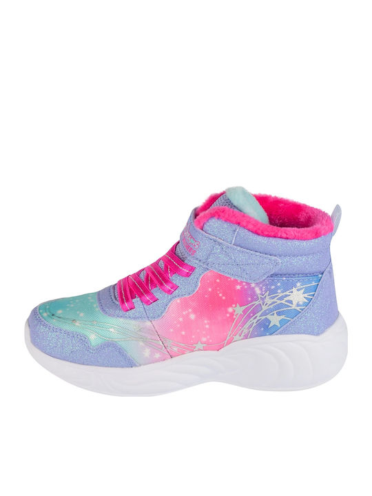 Unicorn Dreams Παιδικά Sneakers High με Σκρατς & Φωτάκια Μωβ