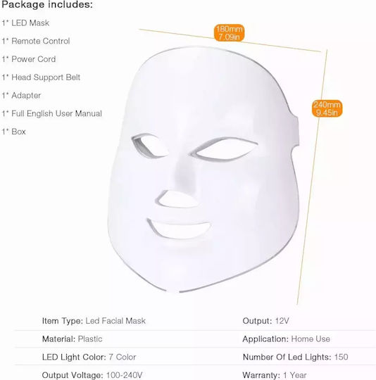 WD Led Therapy Mască de Fototerapie Facială LED