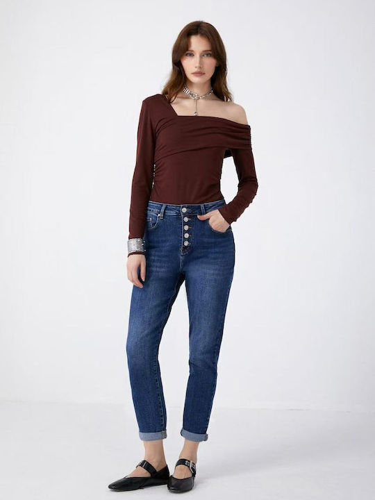 High Waist Women's Jean Trousers in Mom Fit