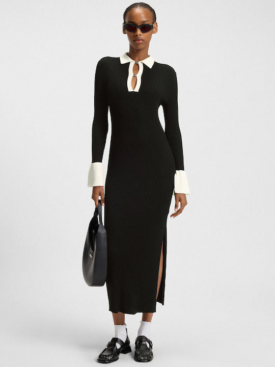 Sharry Midi Dress Long Sleeve Black