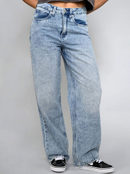 Γυναικείο Jean Παντελόνι Mid Rise σε Loose Εφαρμογή Towel Wash