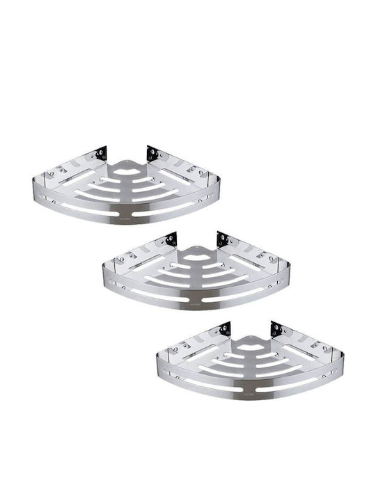 Domistyle Colțar Montat pe perete Raft Baie Metal Argintie