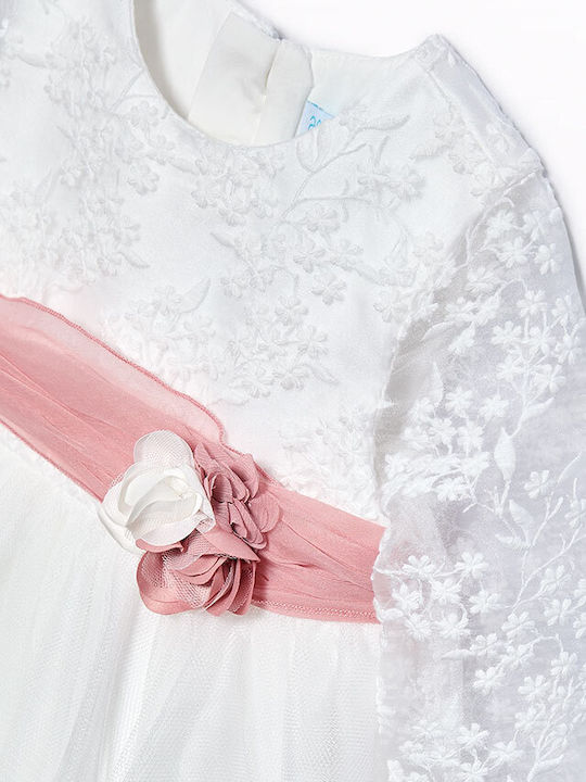 Mädchenkleid Langärmeliges Tüll Set aus 2 mit Zubehör Crem