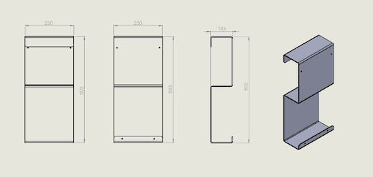 Verdi An Der Wand Montiertes Badezimmerregal Metallisch 10.3x10.3x50.3cm Grau