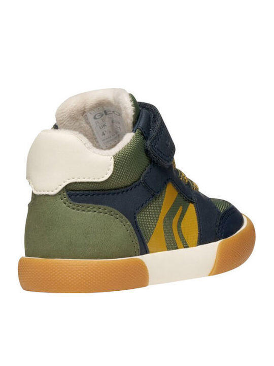 B Gisli Anatomical Leather Kids Boots with Velcro Khaki