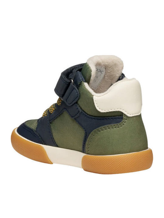 B Gisli Anatomical Leather Kids Boots with Velcro Khaki