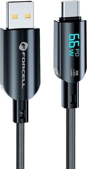 Forcell F-energy USB 2.0 Cable USB-C male - USB-A 66W Black 1.2m