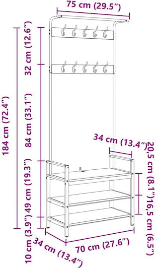 Антре с Закачалка Sonoma Oak 75x34x184бр