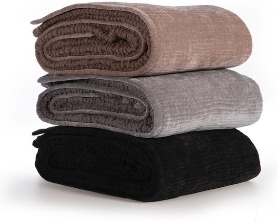 Nef-Nef Homeware Blanket Cover Κουβερλί Υπέρδιπλο από Πολυεστέρα Black 230x240cm