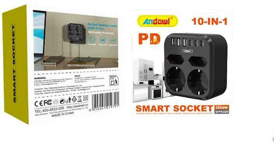 Andowl Πολύπριζο 2 Θέσεων με 8 USB-A