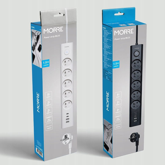Tiross Power Strip with USB-A and Cable 1.5m
