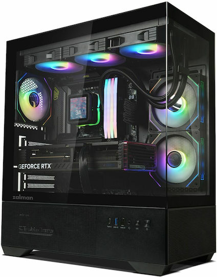 Zalman CHRONIX Gaming Midi Tower Κουτί Υπολογιστή με Πλαϊνό Παράθυρο και ARGB Φωτισμό Μαύρο