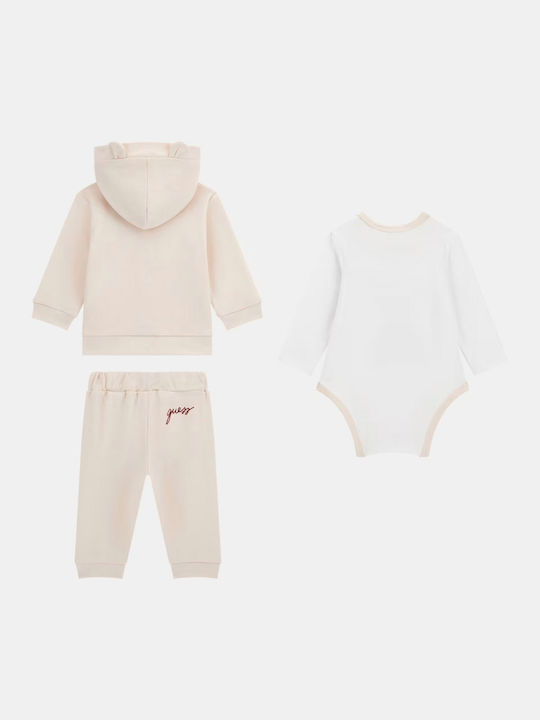 Kids Sweatpants Set Beige 3pcs