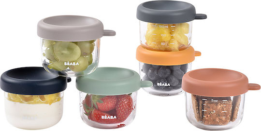 Beaba Cutie pentru Mâncare Sticlă Multicolor Potrivit pentru Cuptor cu Microunde 6buc